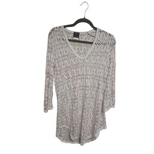 Lace Cover‎ Up Tunic Top V Neck 3/4 Sleeve Beach Resort Wear